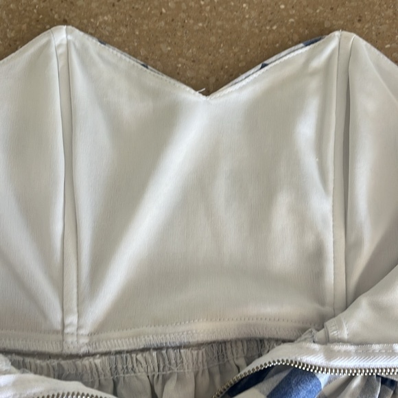 Nasty Gal Blue Gingham Strapless Peplum Top - Picture 3 of 4